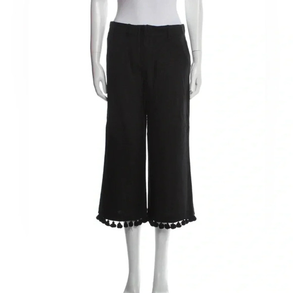 FIGUE silk wide leg pant tassel Pom Pom black size 10 - Picture 1 of 9
